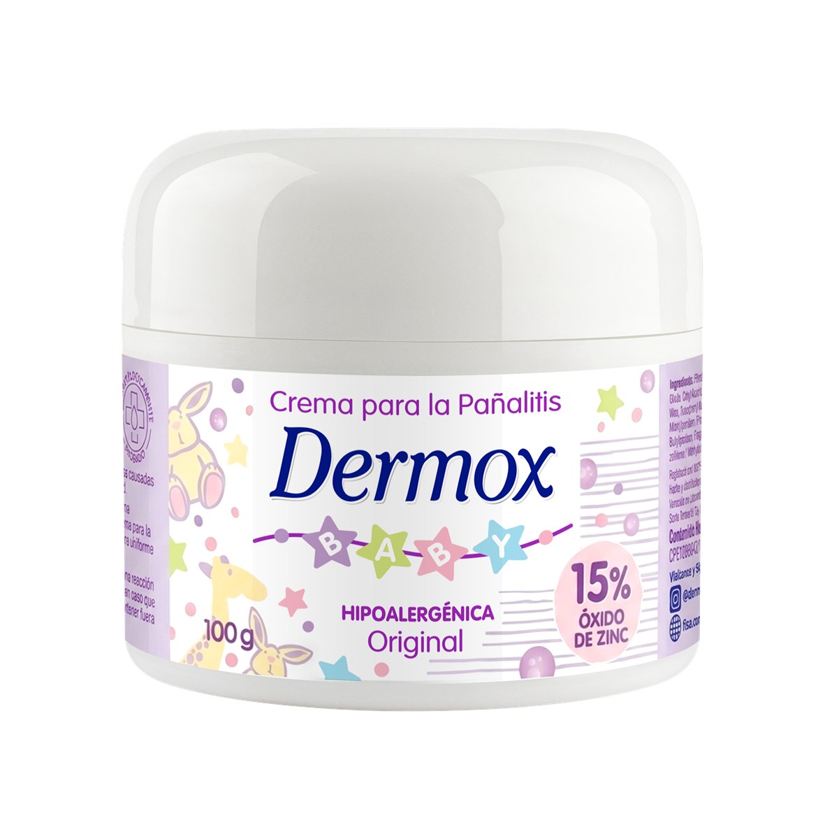 Dermox Baby Crema para la Pañalitis Original 100g con 15% óxido de zinc